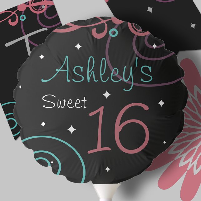 Custom Black Sweet 16 Birthday Party Napkins Balloon (Creator Uploaded)
