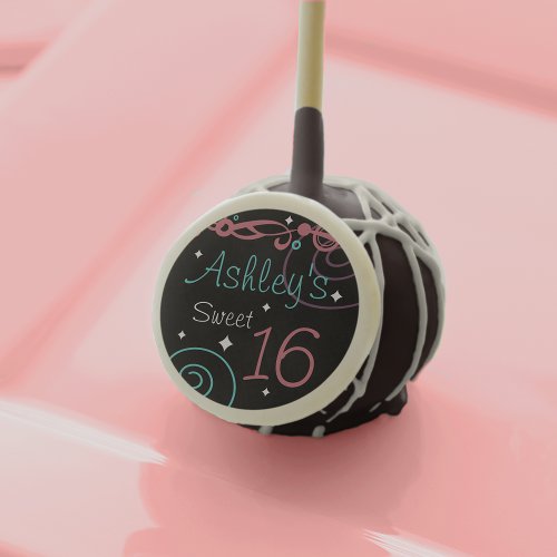 Custom Black Sweet 16 Birthday Party Treats Cake Pops