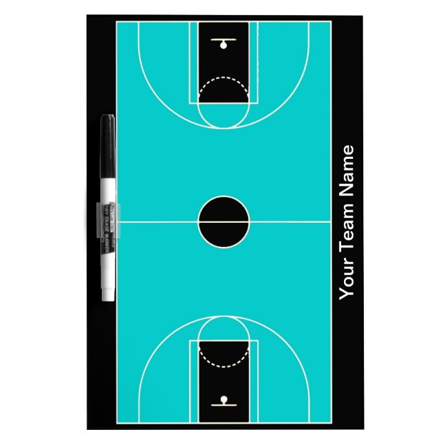 Custom black teal basketball dry erase board (Front)