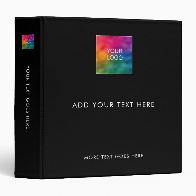 Custom Black Template Business Company Logo 3 Ring Binder (Front/Spine)