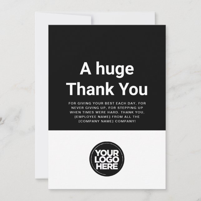Custom Black Thank You Employee Appreciation Card (Front)