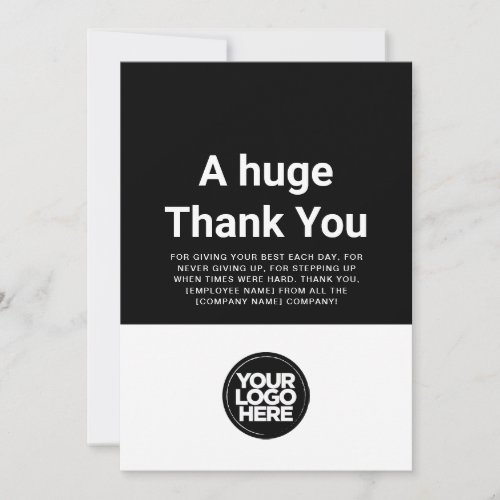 Custom Black Thank You Employee Appreciation Card