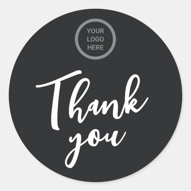 Custom Black Thank You Script Font Envelope Seals (Front)