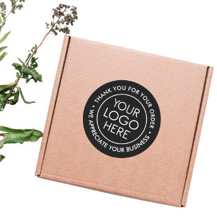 Custom Black Thank You Sticker with Logo