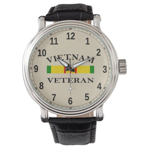 Custom Black Vintage Leather (Vietnam Veteran) Watch