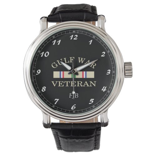 Custom Black Vintage Leather Watch Gulf War Vet