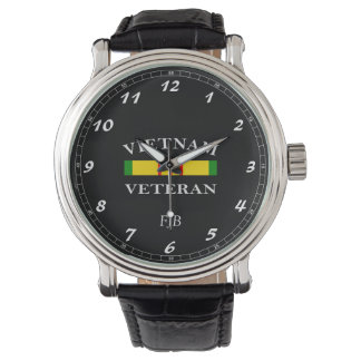 Custom Black Vintage Leather Watch Vietnam Veteran