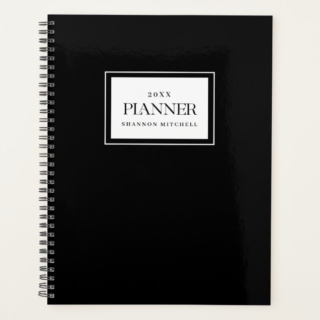 Custom Black Weekly Monthly Work Home Organizing Planner (Front)