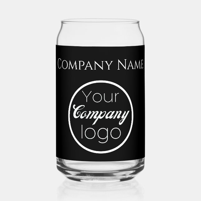 Custom Black White Add logo Here promo  Can Glass (Front)