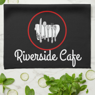 Custom Black, White and Red with Gray Silverware Kitchen Towel