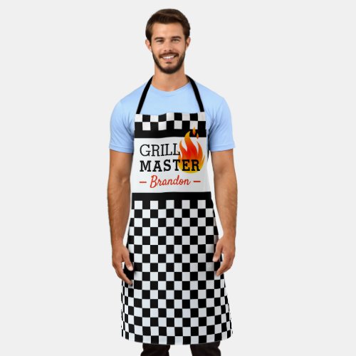 Custom Black White Auto Car Race Checkered Flags Apron