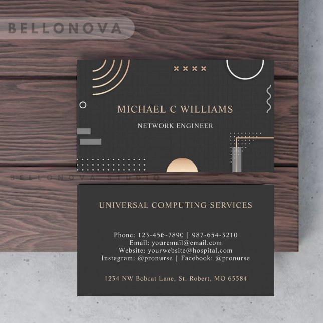 Custom Black White Beige Computer Circuit  Business Card (Custom Black White Beige Computer Circuit Business Card)