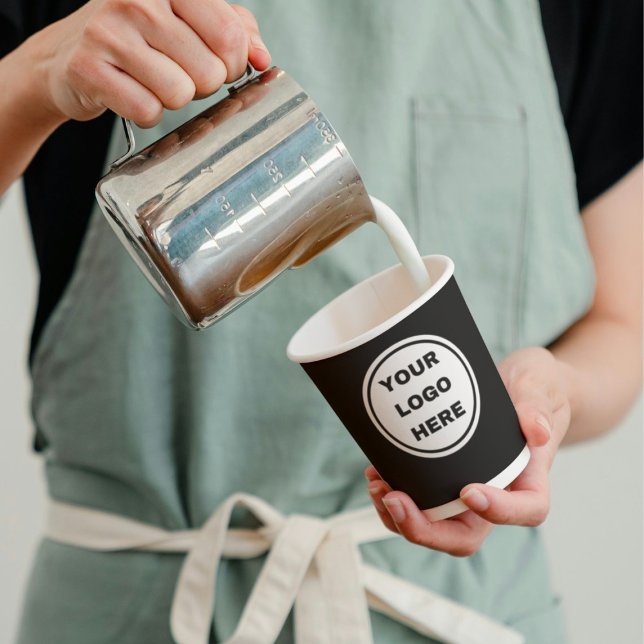 Custom Black & White Business Coffee Shop Logo  Paper Cups (Creator Uploaded)