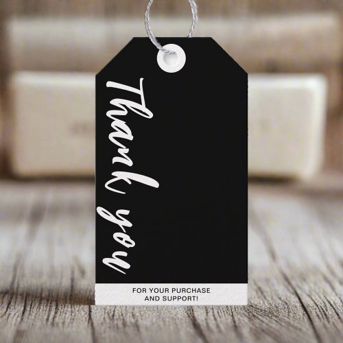 Custom Black  White Business Logo Price Thank You Gift Tags