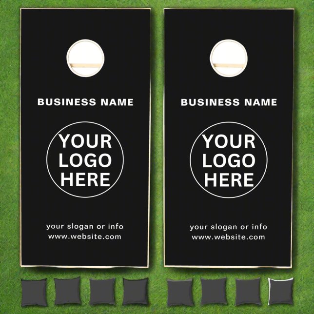 Custom Black & White Business Logo & Text  Cornhole Set (Creator Uploaded)