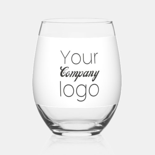 Custom Black White Business Promotional Add Logo  Stemless Wine Glass