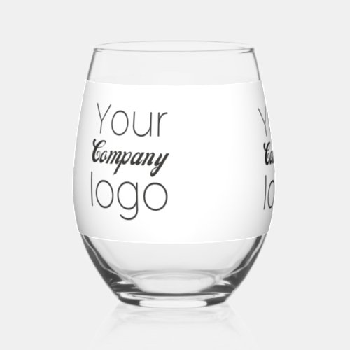 Custom Black White Business Promotional Add Logo  Stemless Wine Glass