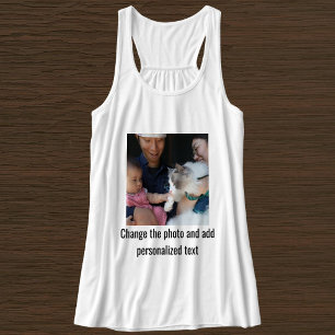 Custom Black White Cat Mom Family Fun Pet Photo Tank Top