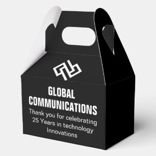Custom Black White Company Anniversary Party Favor Boxes
