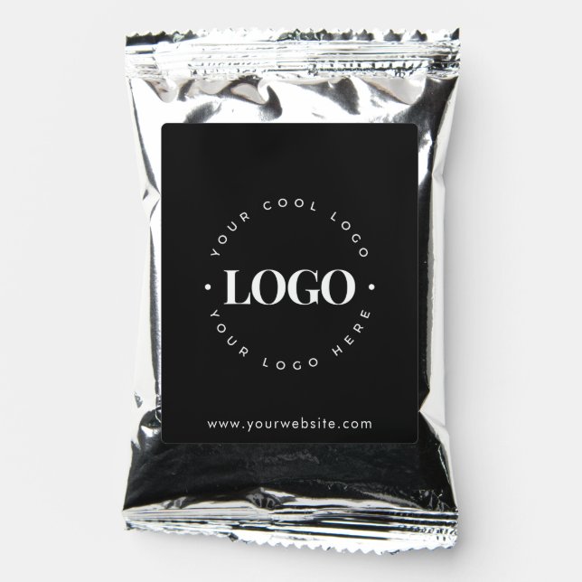 Custom Black & White Corporate Logo Business Event Coffee Drink Mix (Front)