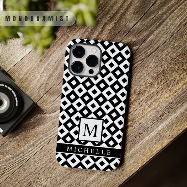 Custom Black White Diamond Dot Geometric  Case-Mate iPhone Case (Custom Black White Diamond Dot Geometric Case-Mate iPhone Case)