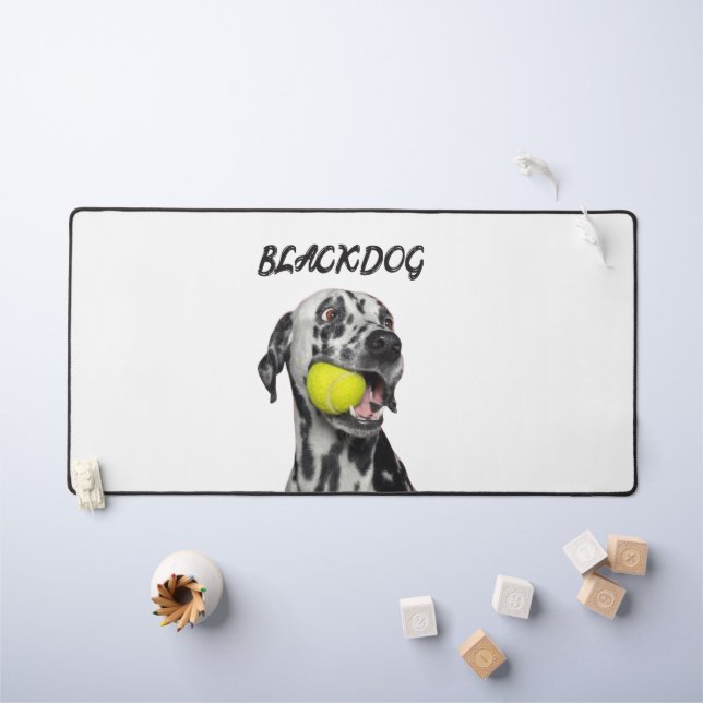 Custom Black & White Dog Throw pillow  Desk Mat (Kids Table)