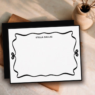 Custom Black/White Doodle Frame Simple Personalize Note Card