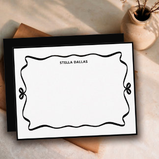Custom Black/White Doodle Frame Simple Personalize Note Card