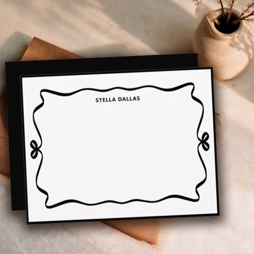 Custom Black/White Doodle Frame Simple Personalize Note Card