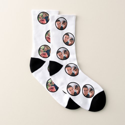 Custom Black White Family Photo Fathers Day Socks