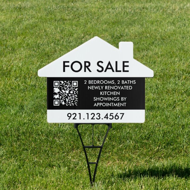 Custom Black White For Sale House Shape Realty Sign (Insitu)
