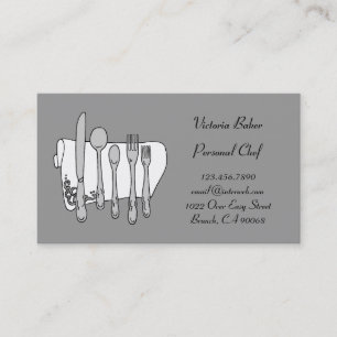 Custom Black White Gray Chef Business Card