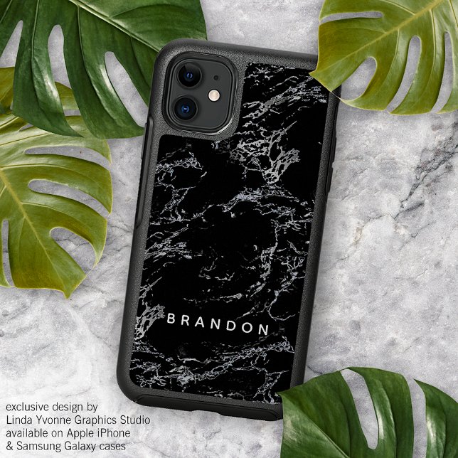 Custom Black White Marble Stone Stripes Pattern Otterbox iPhone Case (Creator Uploaded)