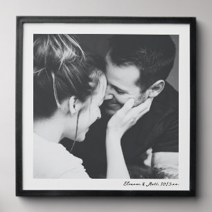 Custom Black White Minimalist Couple Photo Wedding Peel And Stick Photo Tile
