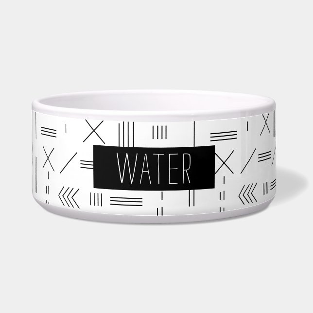 Custom Black White Minimalist Modern Geometric  Bowl (Front)