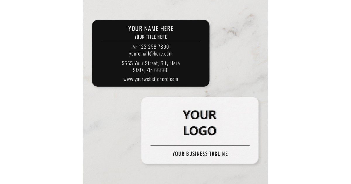 Custom Black White Modern Business Card with Logo | Zazzle