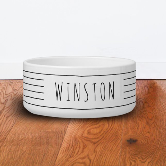 Custom Black White Modern Farmhouse Cat Dog  Bowl (Creator Uploaded)
