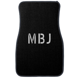 Custom Black White Monogram Initial Car Floor Mat