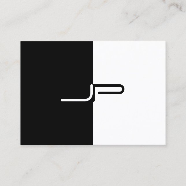 Custom Black White Monogram Initial Elegant Modern Business Card (Front)