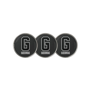Custom Black & White Monogram – Personalized Gift Golf Ball Marker