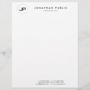 Custom Black White Monogram Simple Template Letterhead