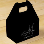 Custom Black White Monogram Wedding Favor Box<br><div class="desc">Black Tie Affair Wedding Theme. Personalize with your bride and groom names and wedding date.  Black and White and Gray Monogram Wedding Favor Boxes. Design by Elke Clarke ©. Elegant script fonts. Customize with your bride and groom names,  wedding date and wedding colors.</div>