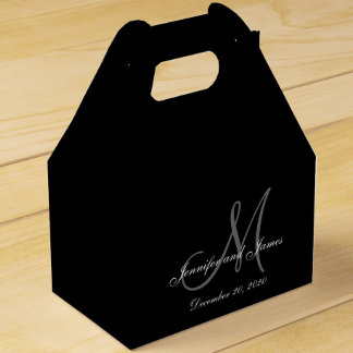 Custom Black White Monogram Wedding Favor Box