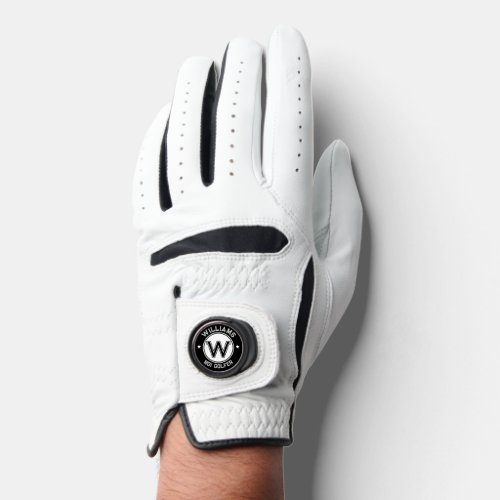 Custom Black  White No1 Golfer with Family Name Golf Glove