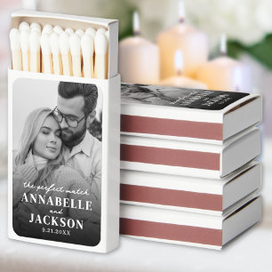 Custom Black White Photo Wedding Matchboxes