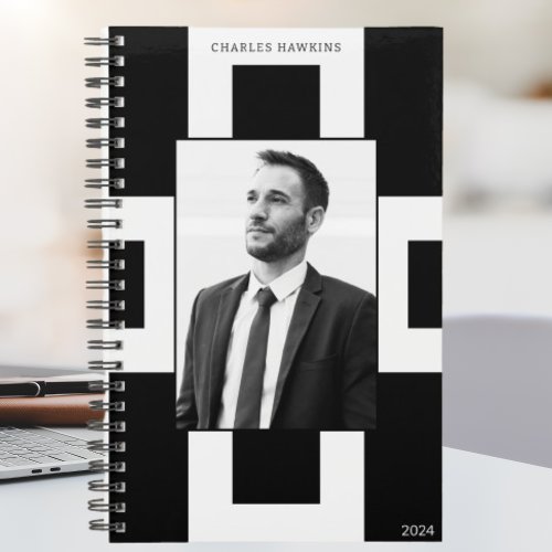 Custom Black  White Professional Business Photo  Planner