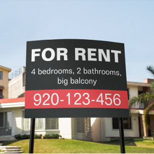 Custom Black White Real Estate Business For Rent  Sign