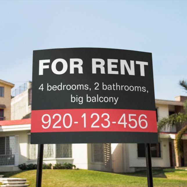 Custom Black White Real Estate Business For Rent  Sign (black white for rent real estate business signage)