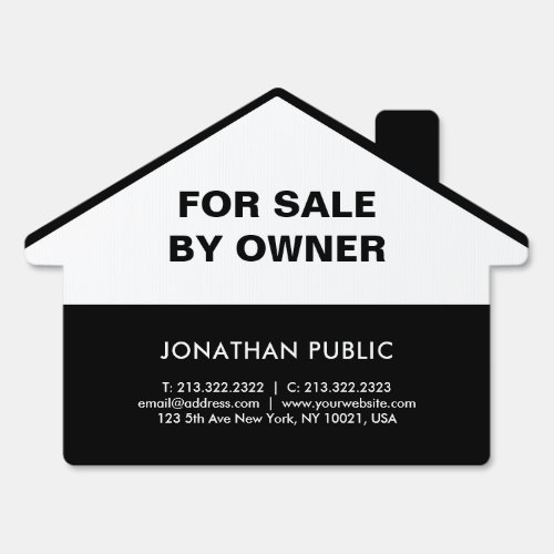 Custom Black White Real Estate For Sale By Owner Sign