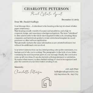 Custom Black & White Real Estate Letterhead